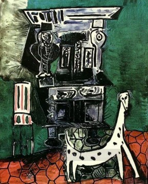 Cubism Painting - Le buffet a Vauvenargues Buffet Henri II avec chien et fauteuil 1959 Cubist